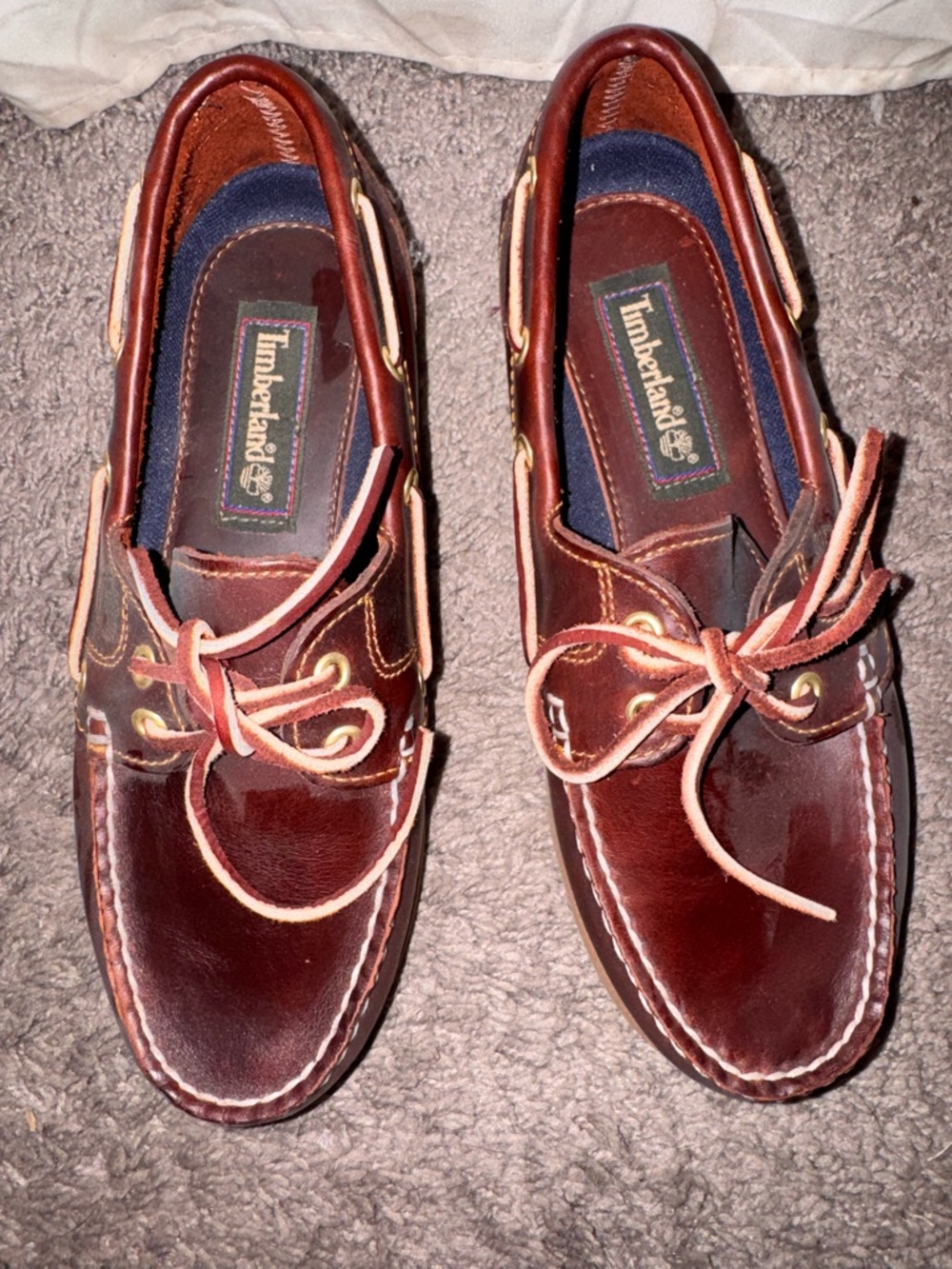 Timberland Brown Leather Men’s Boat Shoes with Tan Laces